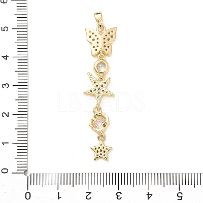 Tassel Brass Micro Pave Clear Cubic Zirconia Pendants KK-L271-01G-02-1