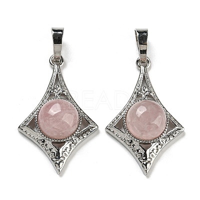 Natural Rose Quartz Pendants G-P517-03P-05-1
