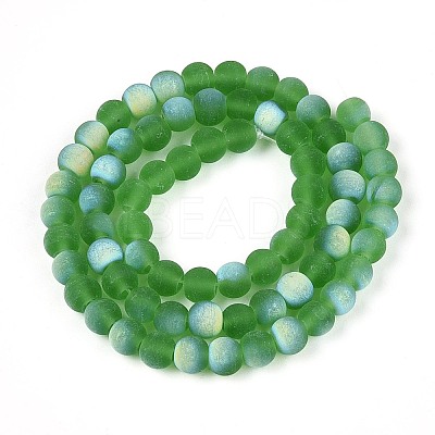 Frosted Transparent Glass Beads Strands GLAA-T032-T6mm-MBB07-1
