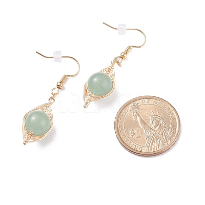 Natural Green Aventurine Braided Dangle Earring EJEW-JE04845-03-1