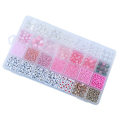 DIY 28 Style Resin & Acrylic & ABS Beads Jewelry Making Finding Kit DIY-NB0012-03G-1
