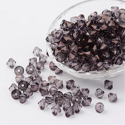 Faceted Bicone Transparent Acrylic Beads DBB4mm-60-1
