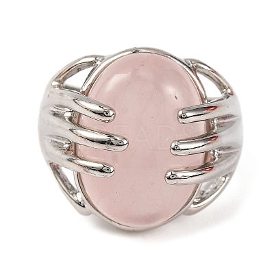 Oval Natural Rose Quartz Finger Ring G-Q184-06A-P-1