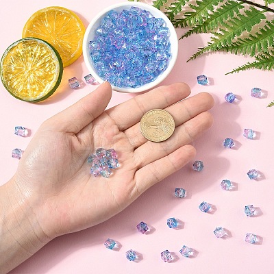300Pcs Two Tone Transparent Spray Painted Acrylic Beads ACRP-YW0001-16-1