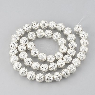 Electroplated Natural Lava Rock Beads Strands X-G-T061-55E-8mm-1