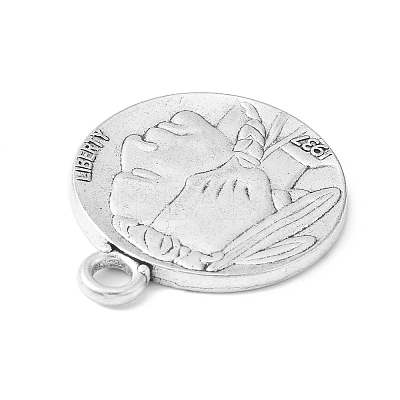 Tibetan Style Alloy Coin Pendants TIBEP-GC001-AS-RS-1