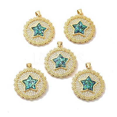 Rack Plating Brass Micro Pave Cubic Zirconia Pendants X-KK-D088-03G-1