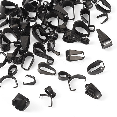 48Pcs 8 Styles 304 Stainless Steel Snap on Bails STAS-TA0003-09-1
