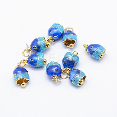 Electroplate Brass Enamel Charms KK-F723-12G-RS-1