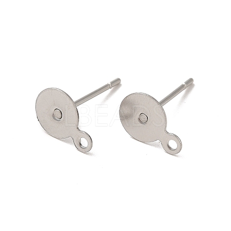 Non-Tarnish 304 Stainless Steel Flat Round Blank Peg & Post Ear Studs Findings X-STAS-E025-1-1