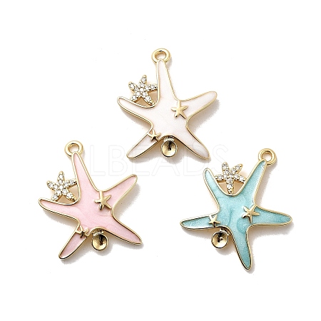 Starfish Brass Micro Pave Cubic Zirconia Pendant Rhinestone Settings KK-H089-25G-1