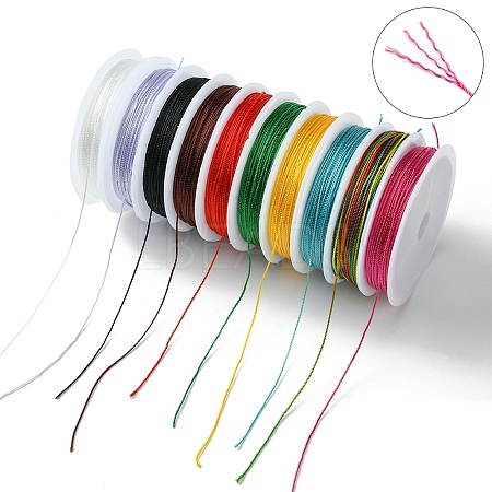 10 Rolls 10 Colors 10M 9-ply Polyester Round Thread OCOR-YW0001-07A-1