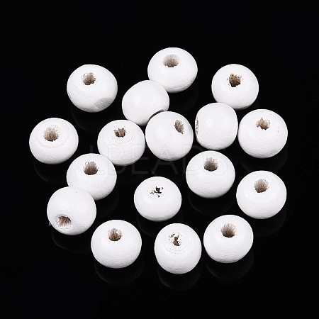 Spray Painted Round Natural Schima Wood Beads WOOD-T032-6mm-30-1
