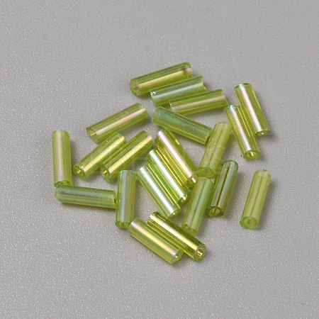 300Pcs Transparent Glass Round Bugle Beads GLAA-WH0015-74G-1