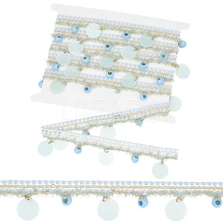 1 Skein Polyester Thread & Plastic Pendants Beaded Trim Ribbon OCOR-PH0007-75A-1