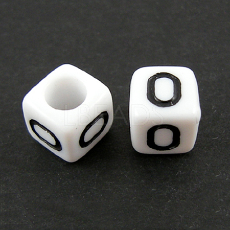 Letter Acrylic European Large Hole Beads X-OPDL-R050-10mm-O-1