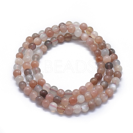 Natural Multi-Moonstone Beads Stretch Wrap Bracelets BJEW-D443-02-1