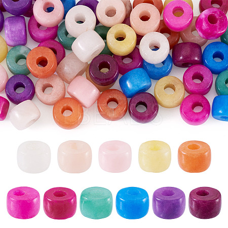 55Pcs 11 Colors Natural White Jade Dyed Beads G-TA0002-74-1