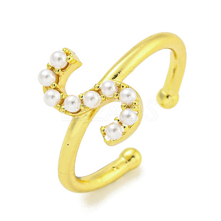 Rack Plating Brass Open Cuff Rings for Women RJEW-F162-01G-S-1