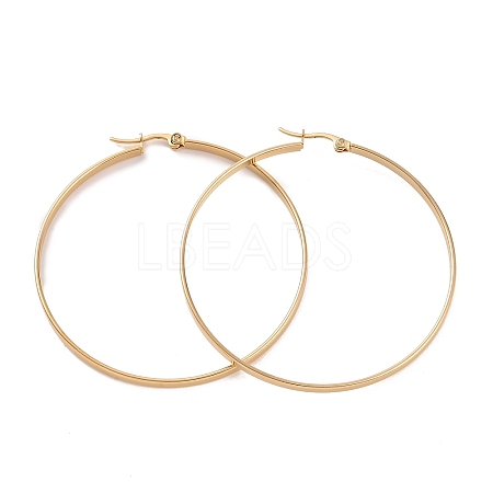 201 Stainless Steel Big Hoop Earrings with 304 Stainless Steel Pins for Women EJEW-E146-07G-1