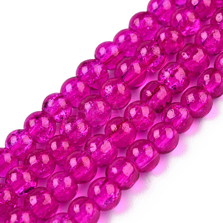Spray Painted Crackle Glass Beads Strands CCG-Q001-8mm-08-1