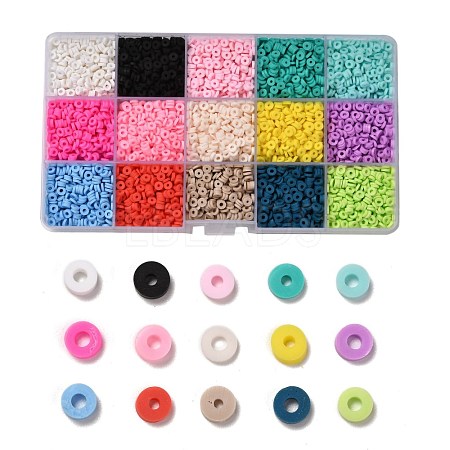 150G 15 Colors Handmade Polymer Clay Beads CLAY-JP0001-12-4mm-1
