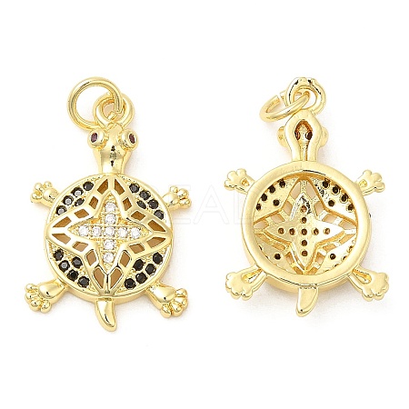 Brass Micro Pave Cubic Zirconia Pendants KK-P236-19G-1