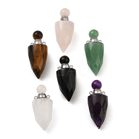 Natural Mixed Stone Openable Perfume Bottle Pendants G-F754-02P-1