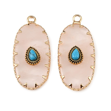 Natural Rose Quartz & Synthetic Turquoise Carved Pendants GG-CBA5963-02A-1