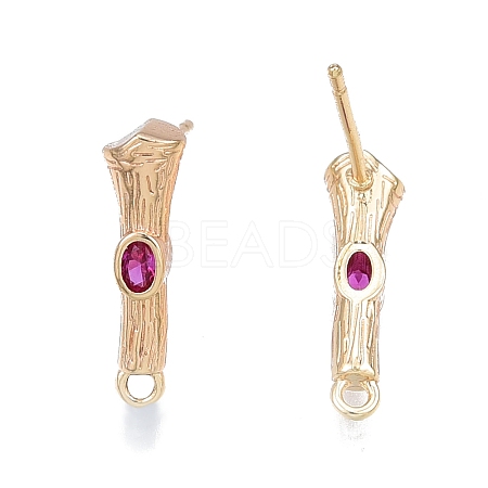 Brass Micro Pave Cubic Zirconia Stud Earring Findings KK-T062-247G-03-1