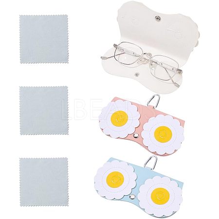 3Pcs Portable PU Imitation Leather Glasses Bag AJEW-NB0003-35-1