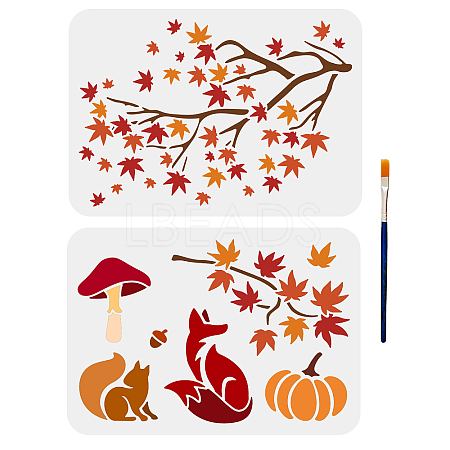 MAYJOYDIY US 2Pcs 2 Styles Autumn PET Hollow Out Drawing Painting Stencils DIY-MA0001-03-1