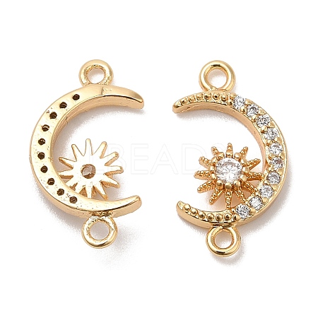 Brass Micro Pave Clear Cubic Zirconia Connector Charms KK-B074-12G-1
