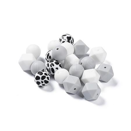 Round/Polygon Food Grade Silicone Focal Beads SIL-F003-06D-1