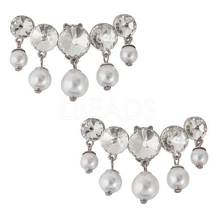 2Pcs Plasic Imitation Pearl & Rhinestone Shoe Decorations FIND-FG0002-55P-1