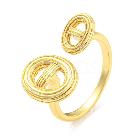 Rack Plating Brass Hollow Oval Open Cuff Rings RJEW-Q784-17G-1