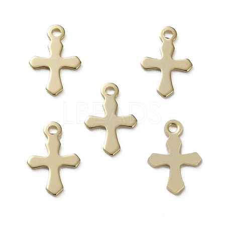 Brass Tiny Cross Charms KK-L205-09G-B-1