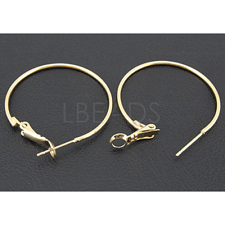 Golden Brass Hoop Earrings X-EC108-3NFG-1