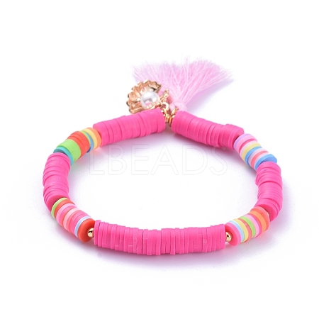 Handmade Polymer Clay Heishi Beads Stretch Bracelets BJEW-JB05088-04-1