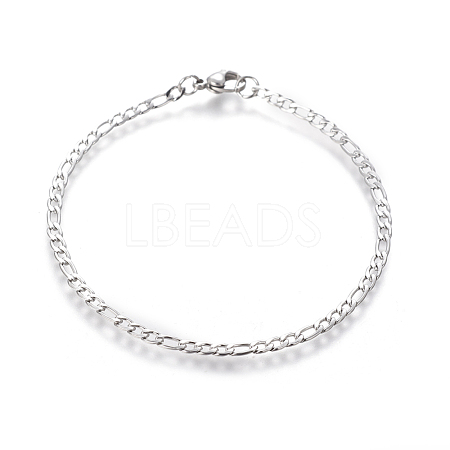 304 Stainless Steel Figaro Chain Bracelets BJEW-E369-04P-1
