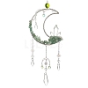 Moon Natural Green Aventurine & 304 Stainless Steel & Brass Suncatchers HJEW-TA00488-02-1
