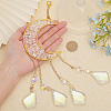 Hanging Moon Sun Catcher with Teardrop Glass Prisms for Windows HJEW-PH01733-02-3