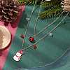 Christmat Bell & Snowman Alloy Red Enamel Pendant Necklaces NJEW-JN05115-2