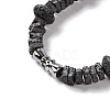 Square & Rondelle Natural Lava Rock Beaded Necklaces NJEW-Q341-11-3