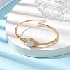 Natural Aquamarine & Pearl Cuff Bangle BJEW-JB10119-01-2