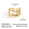 304 Stainless Steel Layered Waved Cuff Rings IP1219-1-3