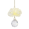 Brass Hollow Lotus Leaf Hanging Ornaments HJEW-E012-03G-02-1