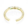 Green Cubic Zirconia Rectangle Open Cuff Ring for Women X-RJEW-N035-090-2