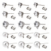  40Pcs 5 Style ABS Plastic Imitation Pearl & Clear Cubic Zirconia Stud Earring Findings EJEW-TA0001-08-12