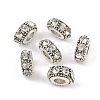 Flat Round Antique Silver Plated Alloy Rhinestone European Beads ALRI-Q228-10H-2